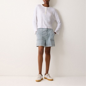 Patch Pocket High-Rise Denim Shorts