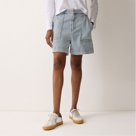 Patch Pocket High-Rise Denim Shorts