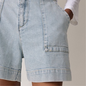 Patch Pocket High-Rise Denim Shorts