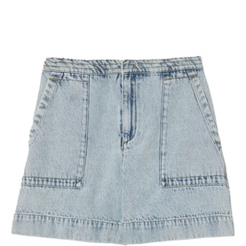 Patch Pocket High-Rise Denim Shorts
