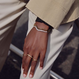 Molten Snow Ripple Hinged Bangle