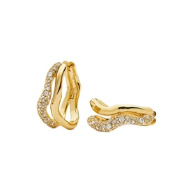 Molten Snow Double Medium Hoop Earrings