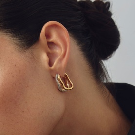 Molten Snow Double Medium Hoop Earrings
