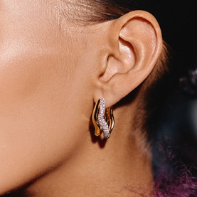 Molten Snow Double Medium Hoop Earrings