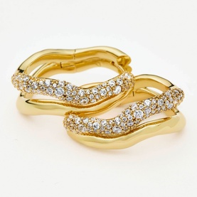 Molten Snow Double Medium Hoop Earrings