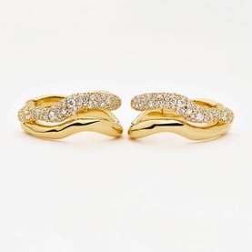 Molten Snow Double Medium Hoop Earrings