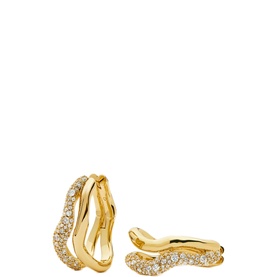 Molten Snow Double Medium Hoop Earrings