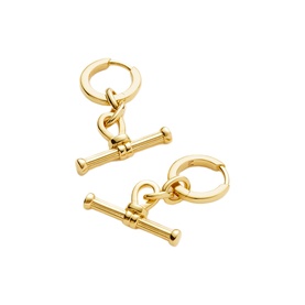 Ridge T-Bar Drop Hoop Earrings