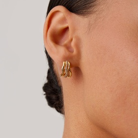 Molten Snow Triple Small Hoop Earrings
