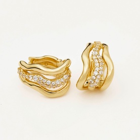 Molten Snow Triple Small Hoop Earrings