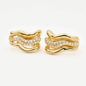Molten Snow Triple Small Hoop Earrings
