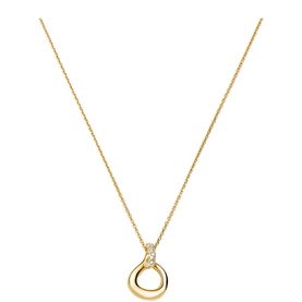 Missoma Molten Snow Twisted Pendant Necklace in gold with open-loop sculptural pendant and pav&eacute; diamond-set detail on fine chain
