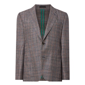 Check Silk Air Single-Breasted Blazer