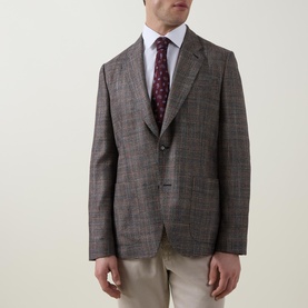 Check Silk Air Single-Breasted Blazer