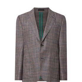 Check Silk Air Single-Breasted Blazer