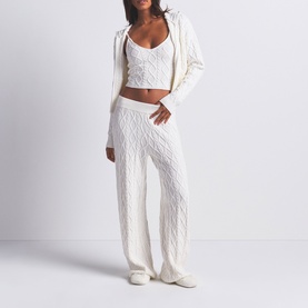 Cableknit Straight Leg Pants Ivory