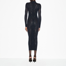 Mock Neck Long Dress Obsidian