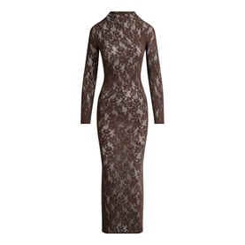 Mock Neck Long Dress Espresso