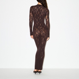 Mock Neck Long Dress Espresso