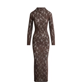 Mock Neck Long Dress Espresso