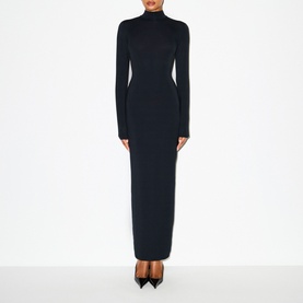Turtleneck Long Dress Obsidian