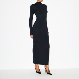 Turtleneck Long Dress Obsidian