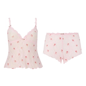 Triangle Cami & Short Set Cherry Blossom Bow Print