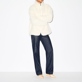 Zip-Up Mock Neck Jacket Egret