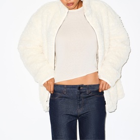 Zip-Up Mock Neck Jacket Egret