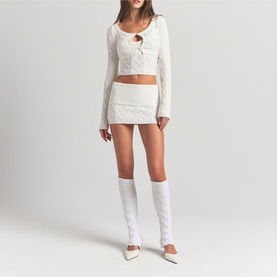 Cableknit Leg Warmers Ivory
