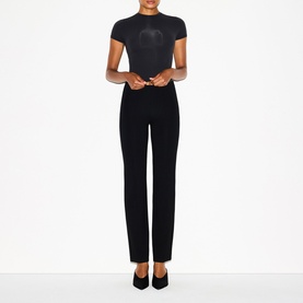 High Waist Pintuck Straight Pants Obsidian