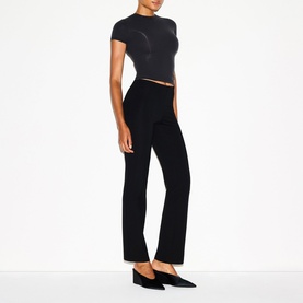 High Waist Pintuck Straight Pants Obsidian