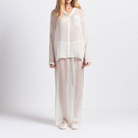 Button Up Shirt & Pants Set Ecru