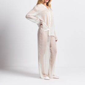 Button Up Shirt & Pants Set Ecru