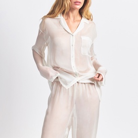 Button Up Shirt & Pants Set Ecru