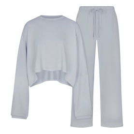 Cropped Henley & Pants Sleep Set Zen Blue