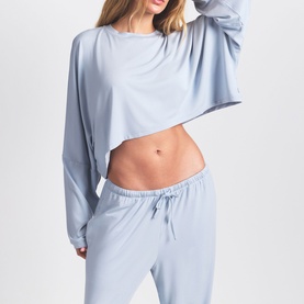 Cropped Henley & Pants Sleep Set Zen Blue