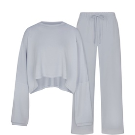Cropped Henley & Pants Sleep Set Zen Blue