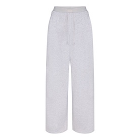Oversized Double-Waistband Pants Light Heather Grey