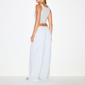 Oversized Double-Waistband Pants Light Heather Grey
