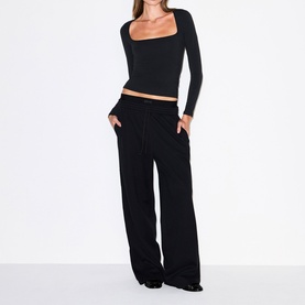 Oversized Double-Waistband Pants Onyx