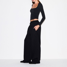 Oversized Double-Waistband Pants Onyx