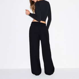 Oversized Double-Waistband Pants Onyx