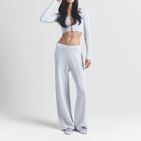 Cableknit Straight Leg Pant Zen Blue