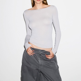 Long Sleeve Boat Neck T-Shirt Mist