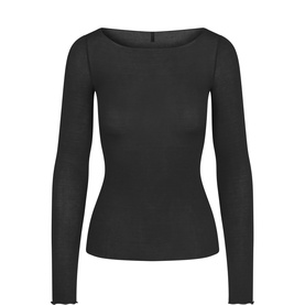 Long Sleeve Boat Neck T-Shirt Onyx