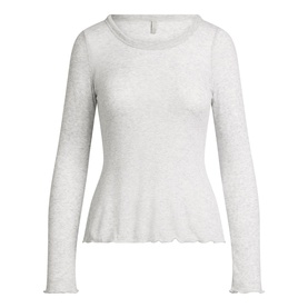Long Sleeve Wide Crew Top Light Heather Grey