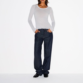 Long Sleeve Wide Crew Top Light Heather Grey
