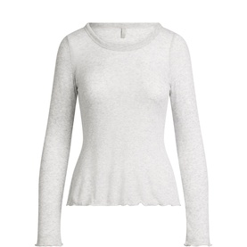 Long Sleeve Wide Crew Top Light Heather Grey