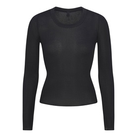 Long Sleeve Wide Crew Top Soot